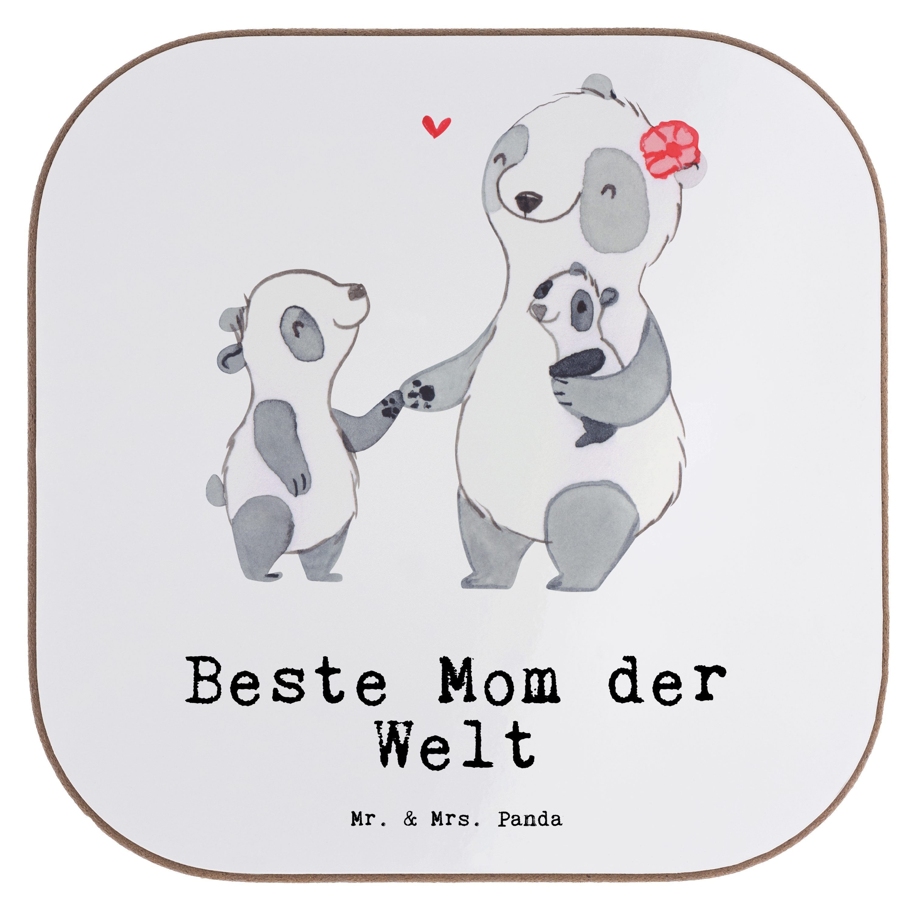 Weiß Geschenk, Mom Getränkeuntersetzer Sohn, 1-tlg. Welt Mr. Panda Mutter, der & Panda - Bierdeckel, Mrs. - Beste