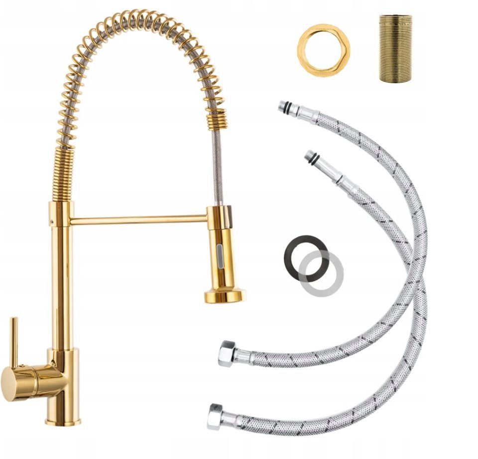 Faizee Möbel Küchenarmatur Armatur Chrom/Schwarz/Gold Spüle Spiralfederarmatur mit Brausekopf