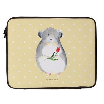 Mr. & Mrs. Panda Laptop-Hülle 20 x 28 cm Chinchilla Blume - Gelb Pastell - Geschenk, Notebook-Reise, Unikat Design