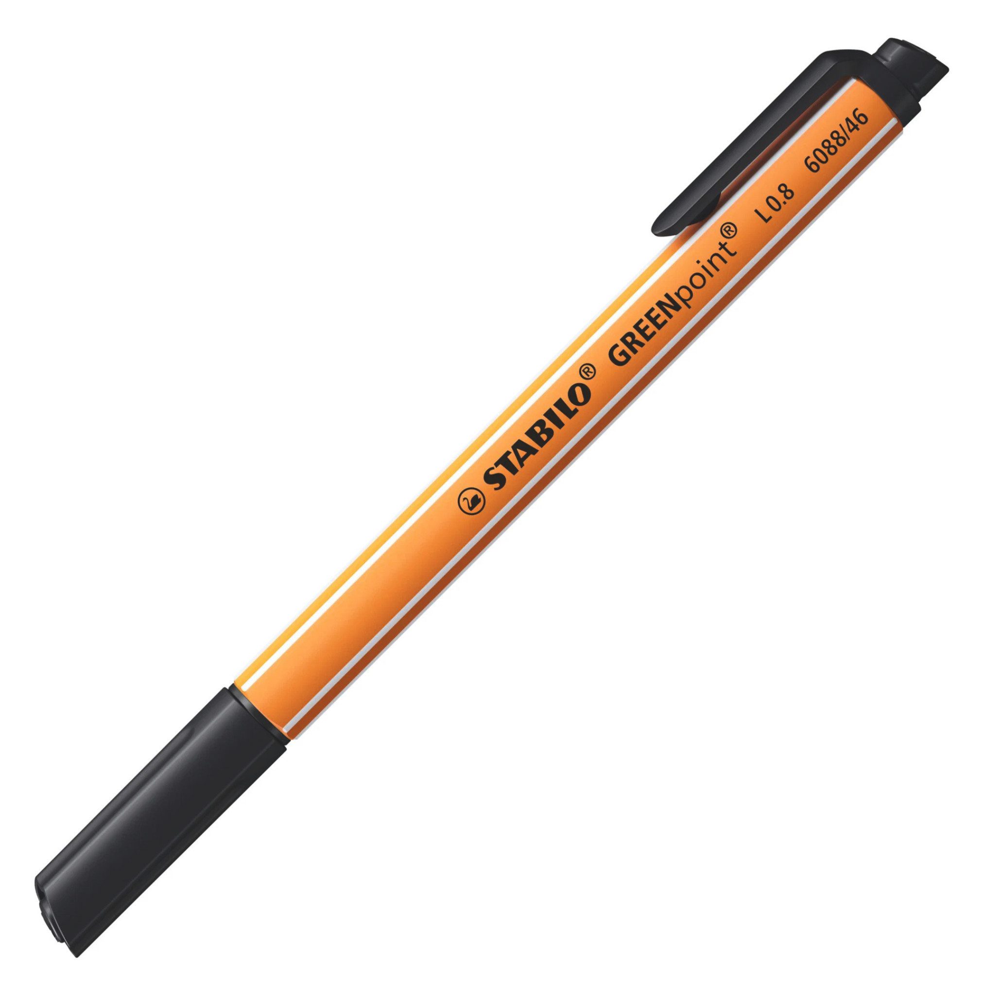 STABILO Faserstift Faserschreiber GREENpoint®, 0,8 mm, schwarz STABILO 6088/46, (1-tlg)