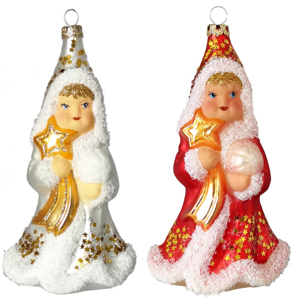 Thüringer Glasdesign Christbaumschmuck Sternenkind mit 14 mundgeblasen, Stern (1-tlg), rot/weiss handbemalt Bethlehem von cm