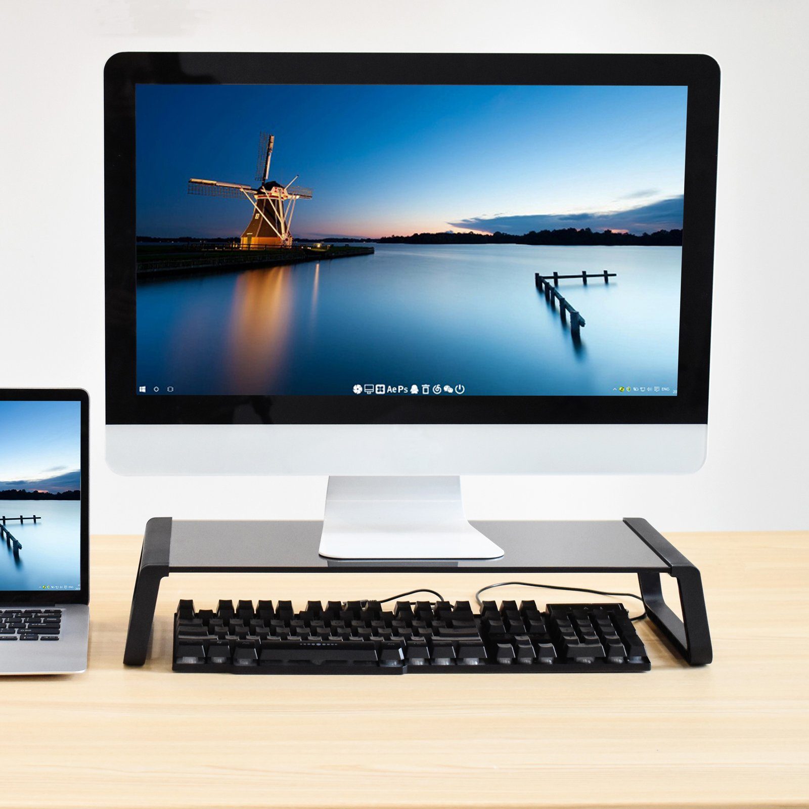 SVITA Schreibtischaufsatz ANSAN, Monitorständer, Monitorerhöhung, Glas, günstig online kaufen