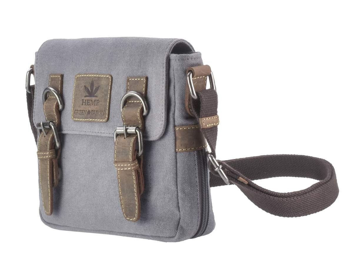 Greenburry Umhängetasche Vintage Hemp, Schultertasche, Hanf und Leder