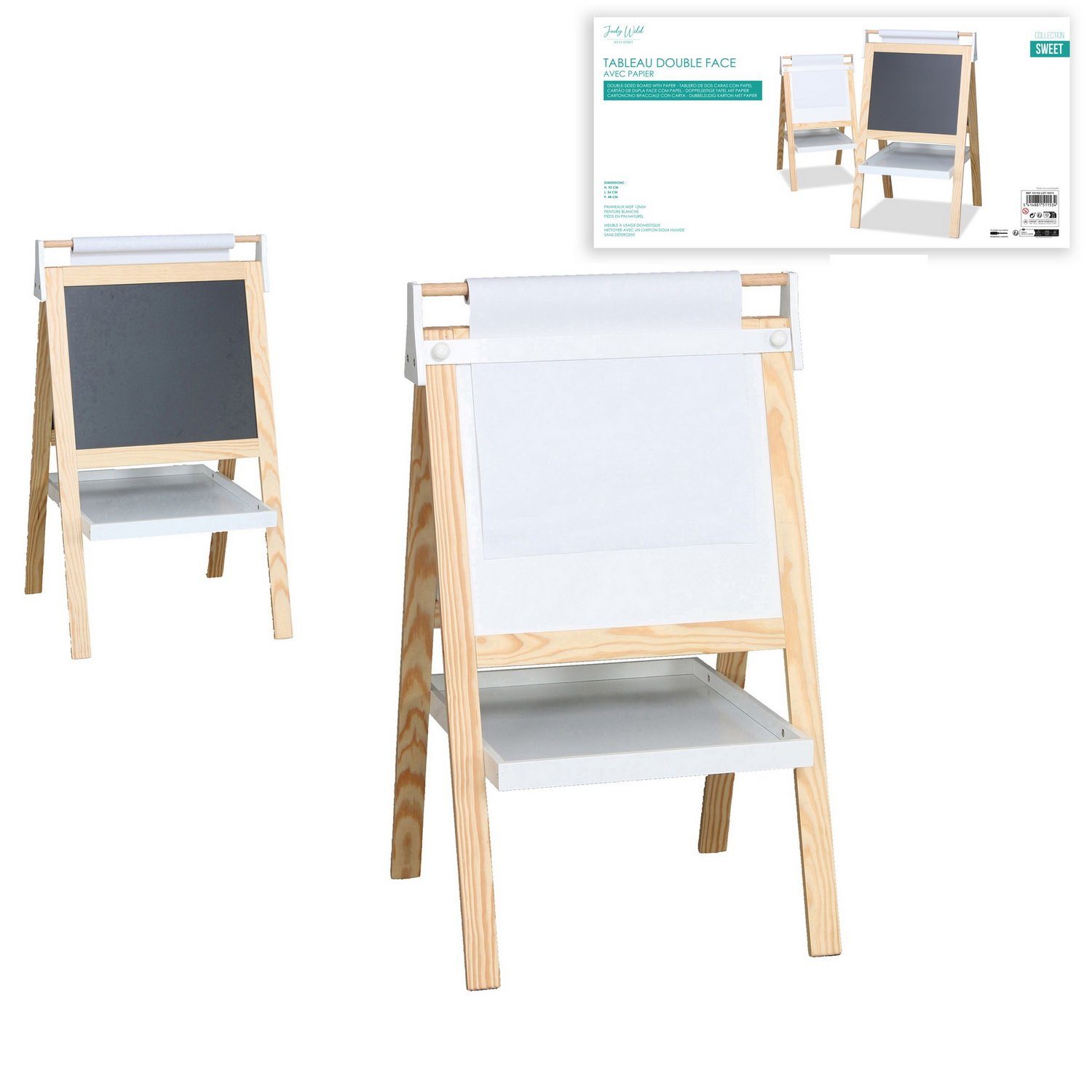 Standtafel Kindertafel doppelseitige Kinder-Whiteboard mit Papierrolle