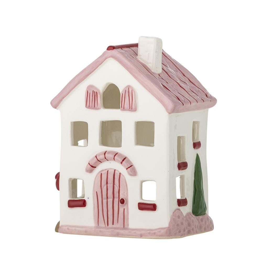 Bloomingville Teelichthalter Shirly Kerzenhalter Haus, Bunt, Steingut, handbemalt, Teelichthaus, Adventsdeko, Fensterbankdeko