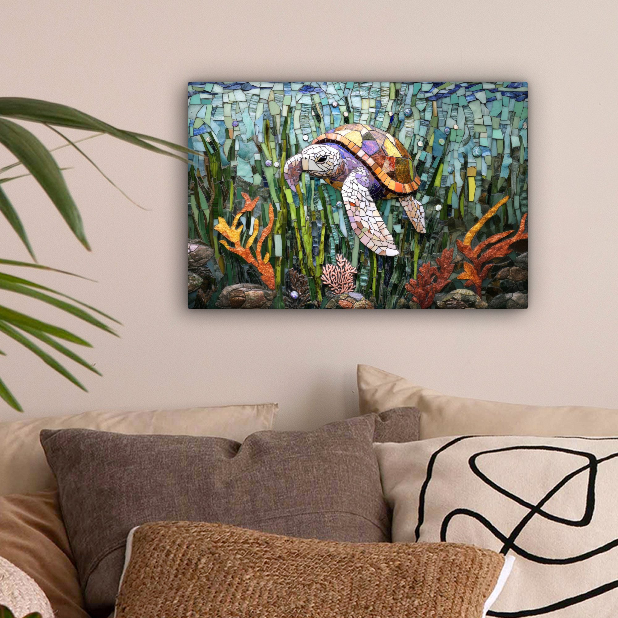 OneMillionCanvasses® Leinwandbild Schildkröte - Seegras - günstig online kaufen