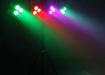 E-Lektron LED Discolicht Power-Bar, LED fest integriert, Farbwechsler, 4 Scheinwerfer auf Stativ, mit Fuß-Schalter, DMX-fähig