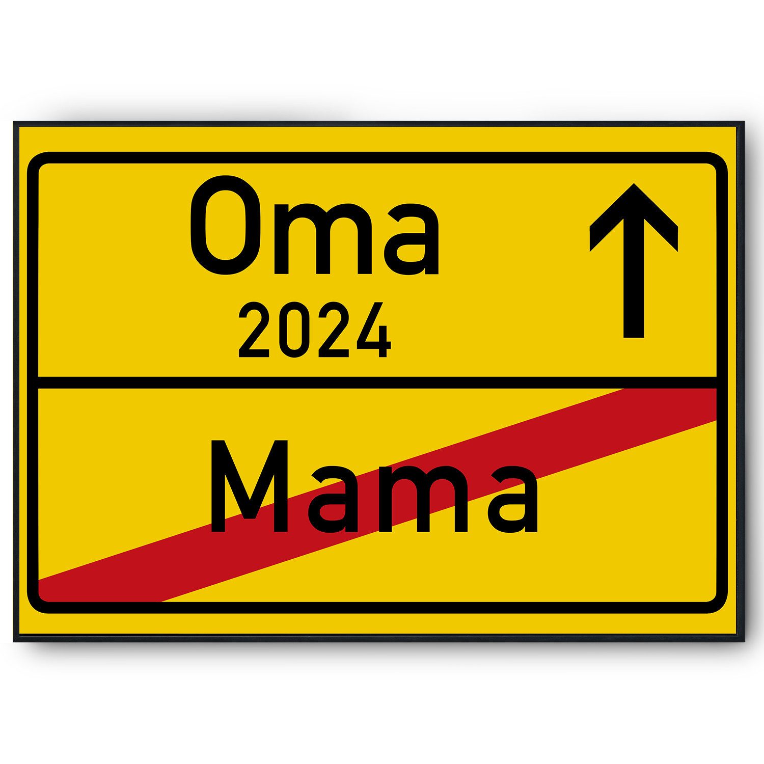 Tigerlino Poster Oma 2024 Geschenk Ortsschild werdende Oma Geschenkidee, Ortsschild aus Kartonpapier (kein Metall)