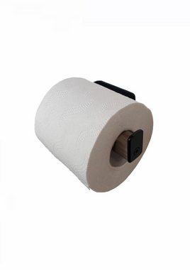 LPManufaktur Toilettenpapierhalter Toilettenpapierhalter Holz Eiche schwarz matt ohne Bohren Metall, modernes handgefertigtes Design aus Deutschland