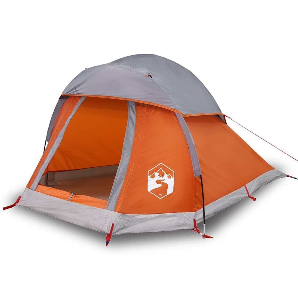 Kuppelzelt Kuppel-Campingzelt 1 Person Grau und Orange Wasserdicht