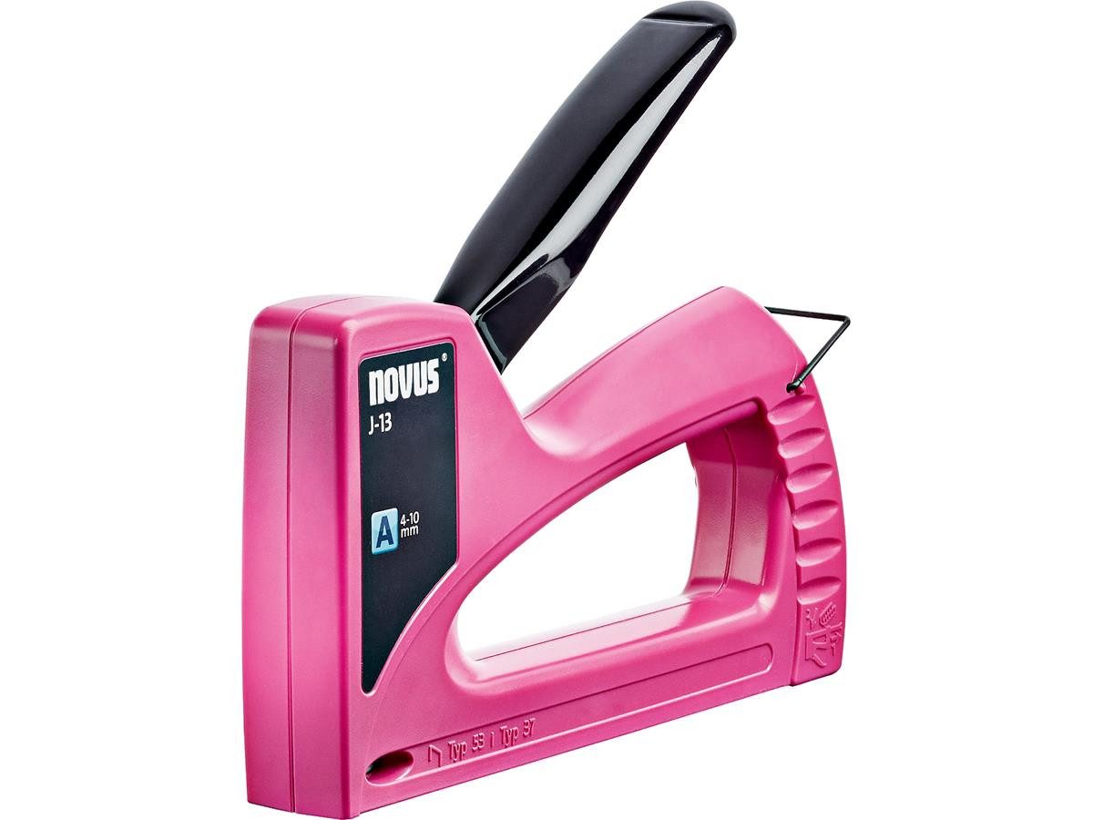 NOVUS Handtacker J-13 Pink, Kleiner Handtacker mit hochwertigem Kunststoffgehäuse