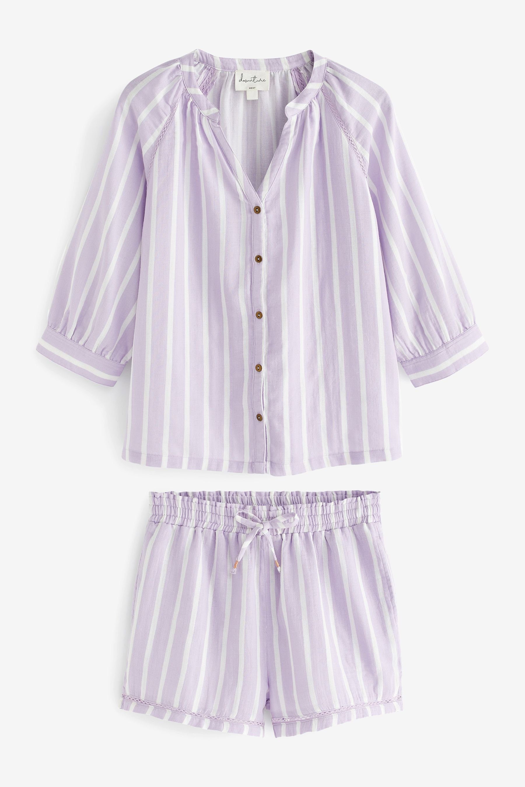 Next Pyjama Shorty-Schlafanzug aus tlg) Knitteroptik Baumwolle (2 in