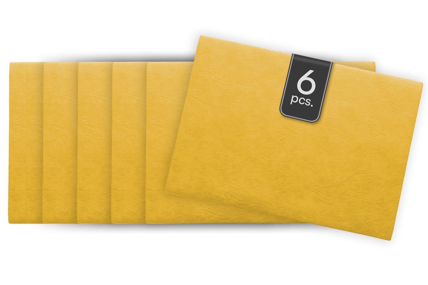 ASA SELECTION Platzset VEGAN LEATHER, Tisch-Sets, Gelb, B 33 cm, (Set, 6-St)