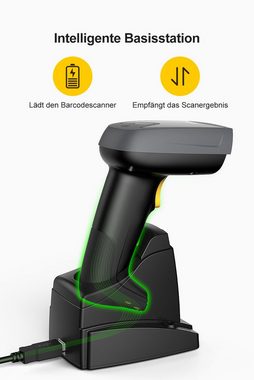Inateck 1D/2D QR Barcode Scanner Bluetooth mit Ladestation Handscanner