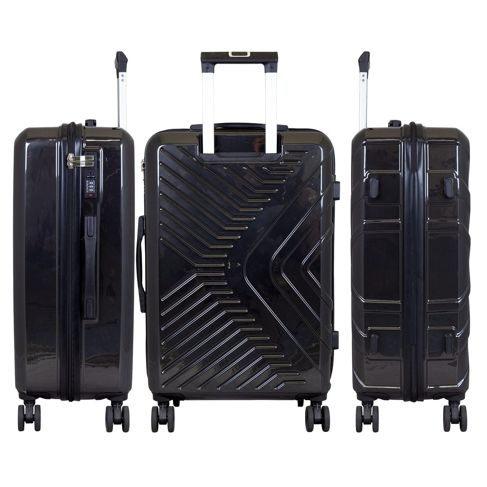 Trendyshop365 Kofferset Bergamo, 4 Rollen, (Hartschale, 3 tlg., Trolleyset), Poly/ABS, robust und kratzunempfindlich