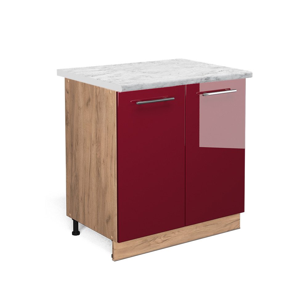 Vicco Spülenunterschrank Fame-Line, Bordeaux Hochglanz/Goldkraft Eiche, günstig online kaufen