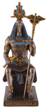 Vogler direct Gmbh Dekofigur Ägyptischer Gott Thoth, Veronesedesign, bronziert, coloriert, Kunststein, Größe: L/B/H ca. 9x11x24cm