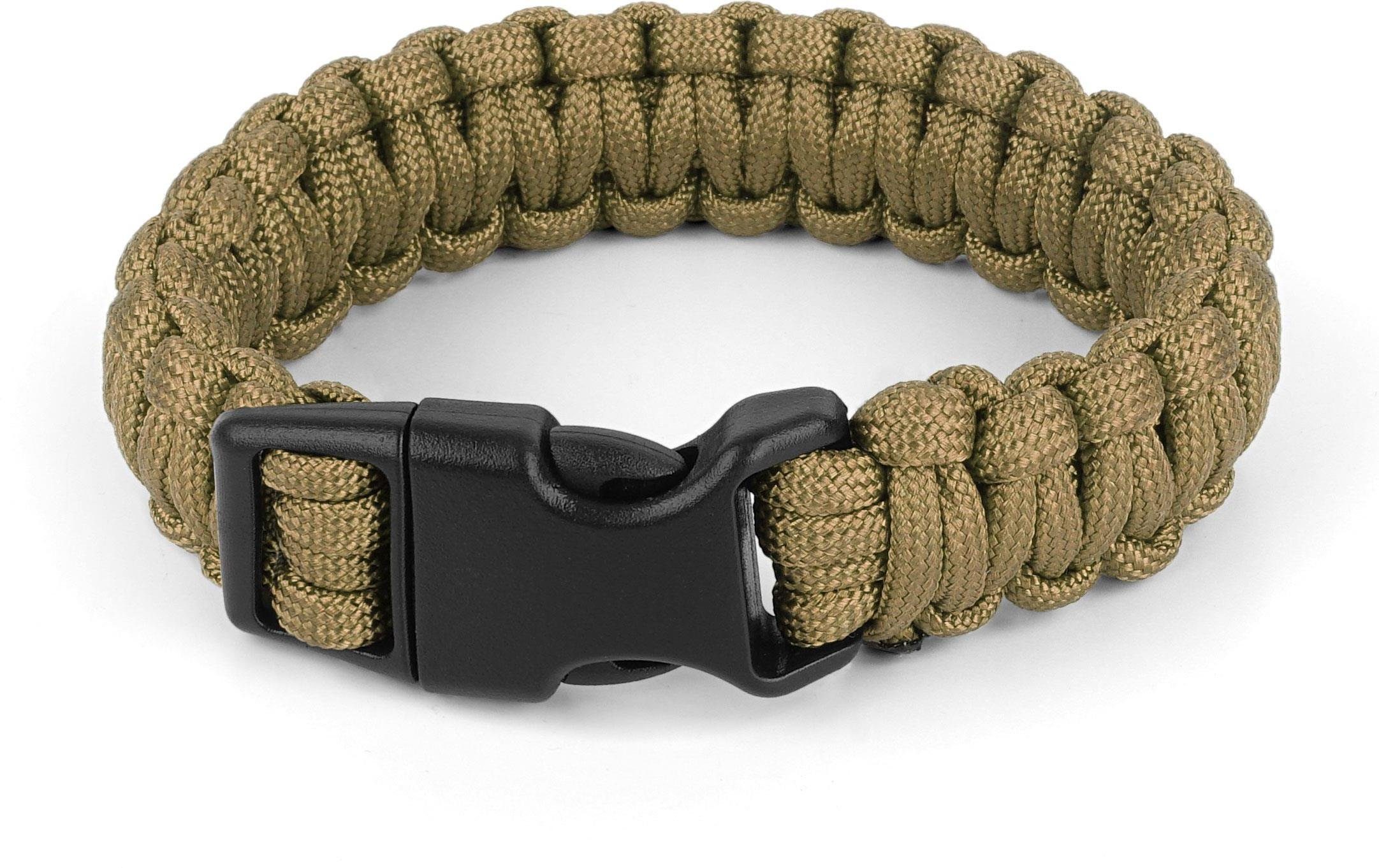 normani Armband Survival-Armband Paracord 17 mm Medium, Professionelles Survival Armband aus geflochtener Paracord mit Clipverschluss Outdoorgadet Outdoorausrüstung Überlebensset Coyote | Coyote