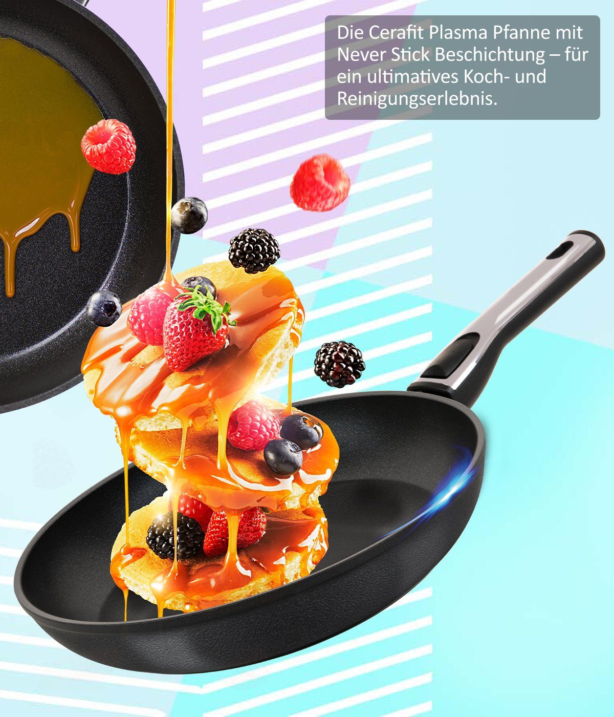 Genius Pfannen-Set Cerafit Plasma Pfanne 5er Set, Aluminium, abnehmbarer Griff
