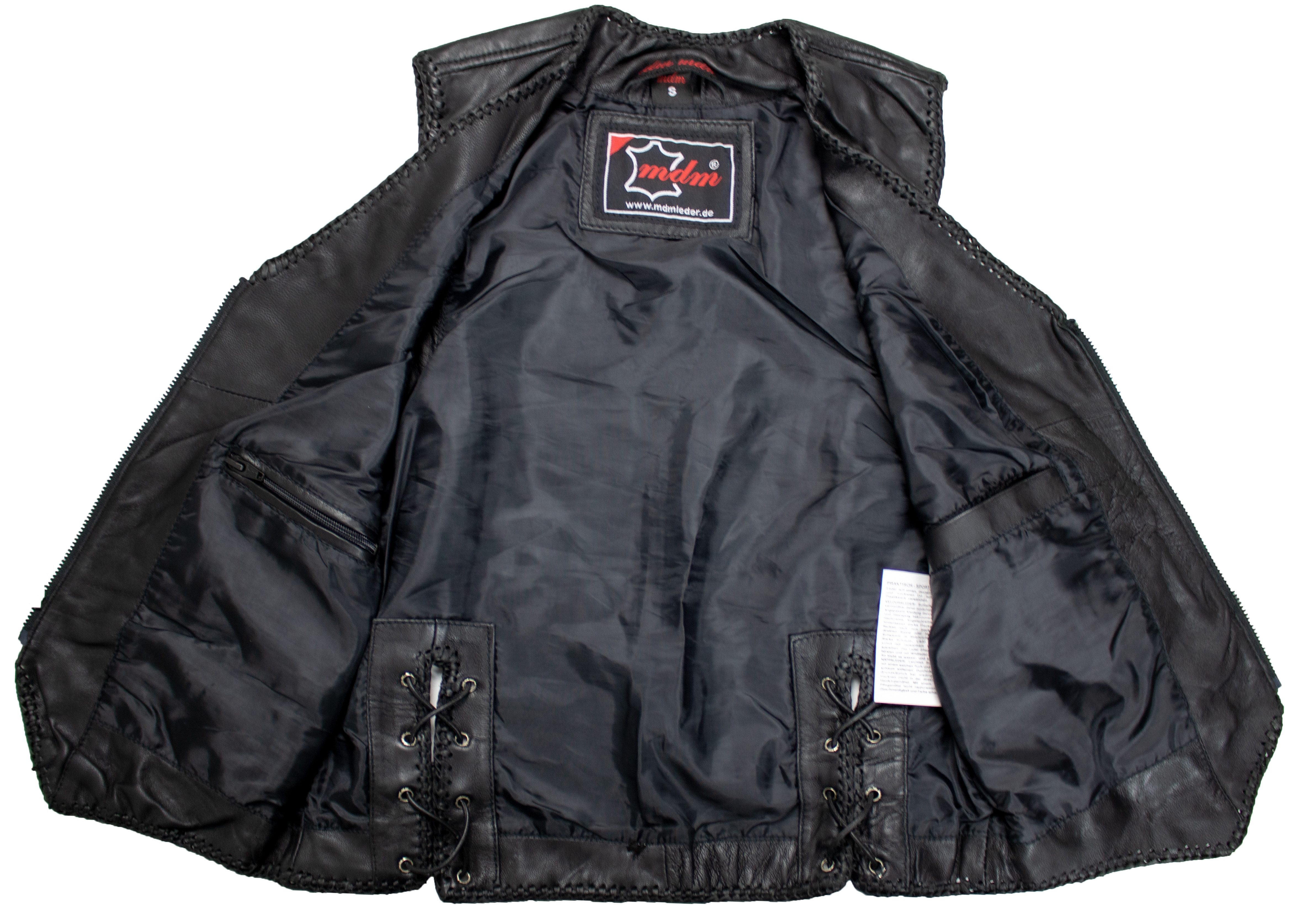 MDM Motorradweste Damen Lederweste aus Lammnappa – Slim Fit Biker Style mit Schnürung