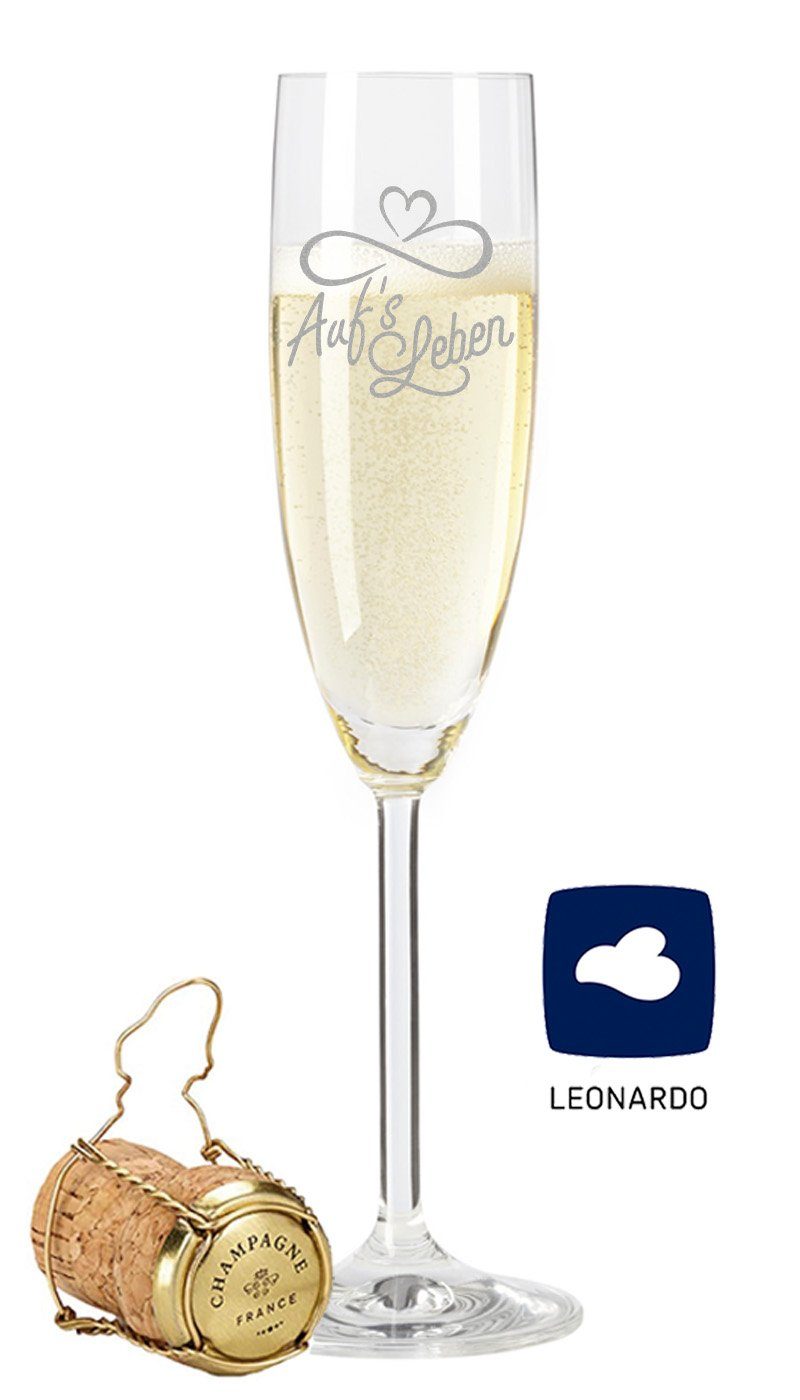 GRAVURZEILE Sektglas Leonardo Sektglas mit Gravur Auf´s Leben - Stimmungsglas - Lustiges & Originelles Geschenk - Geeignet für Champagner & Sekt, Glas