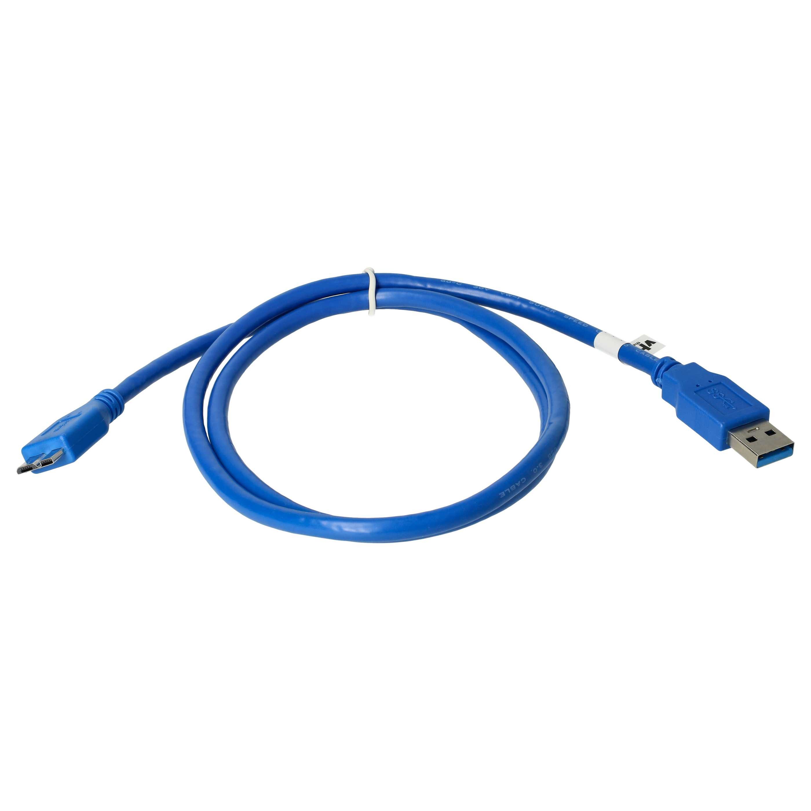 vhbw passend für Buffalo HD-AVSU3 Media Hard Drive Elektronikgeräte USB-Kabel, Micro-USB