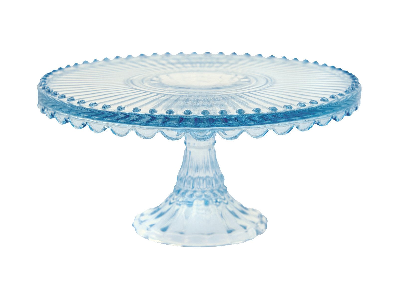 Greengate Tortenplatte Alice Tortenplatte pale blue medium 20cm, Glas, (Platten)