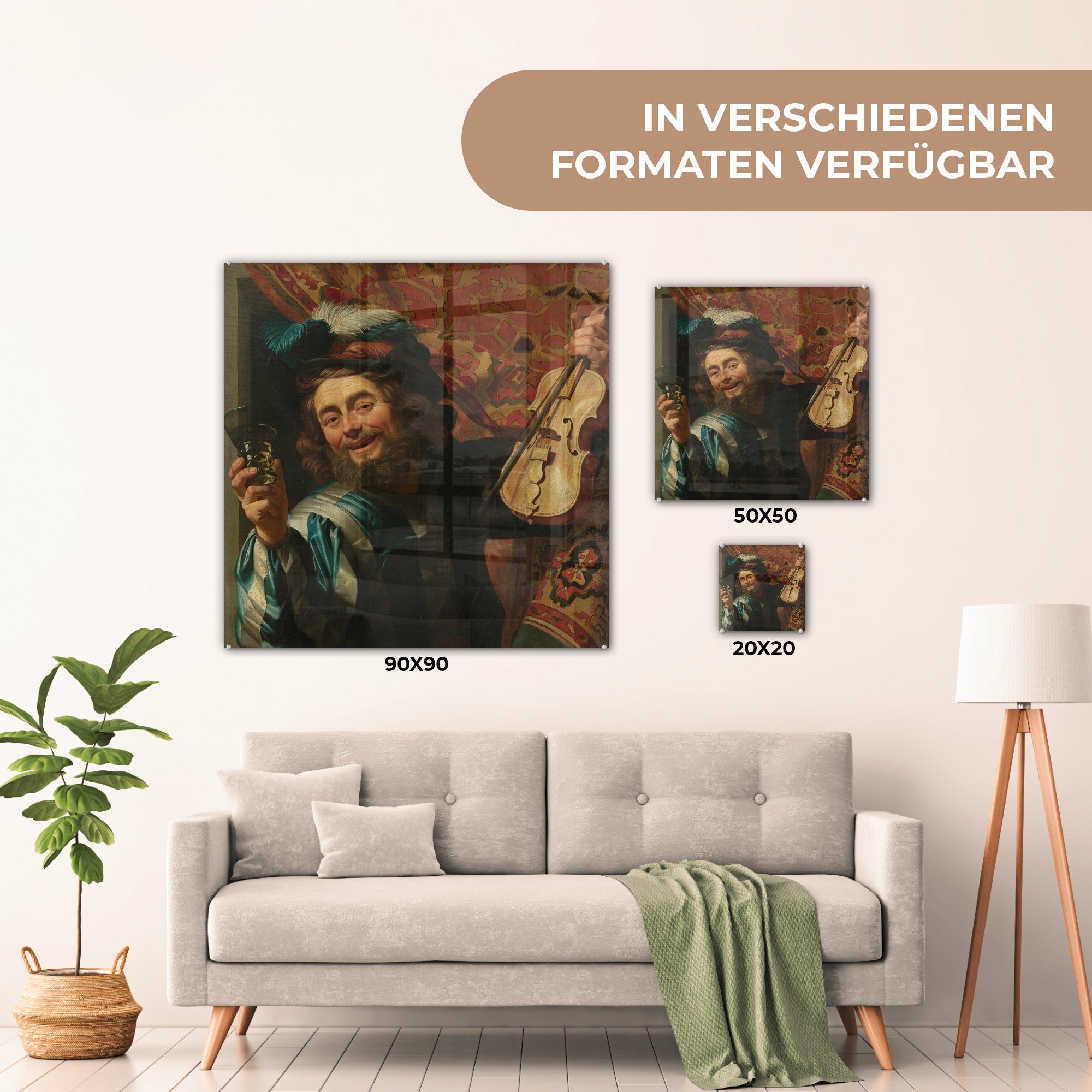 Honthorst, - Bilder Foto auf Wanddekoration van St), Wandbild Acrylglasbild (1 Glas Ein fröhlicher Glas - - MuchoWow Fiedler - Glasbilder Gerard auf
