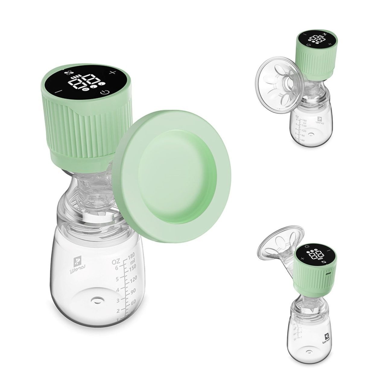 Lorelli Elektrische Milchpumpe elektrische Milchpumpe Lila, 180 ml Flasche LED-Anzeige Timer 3 Modi