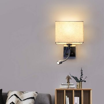 ZMH Wandleuchte Bettlampe mit Schalter Leselampe verstellbar Beleuchtung, LED wechselbar, Quadratisch