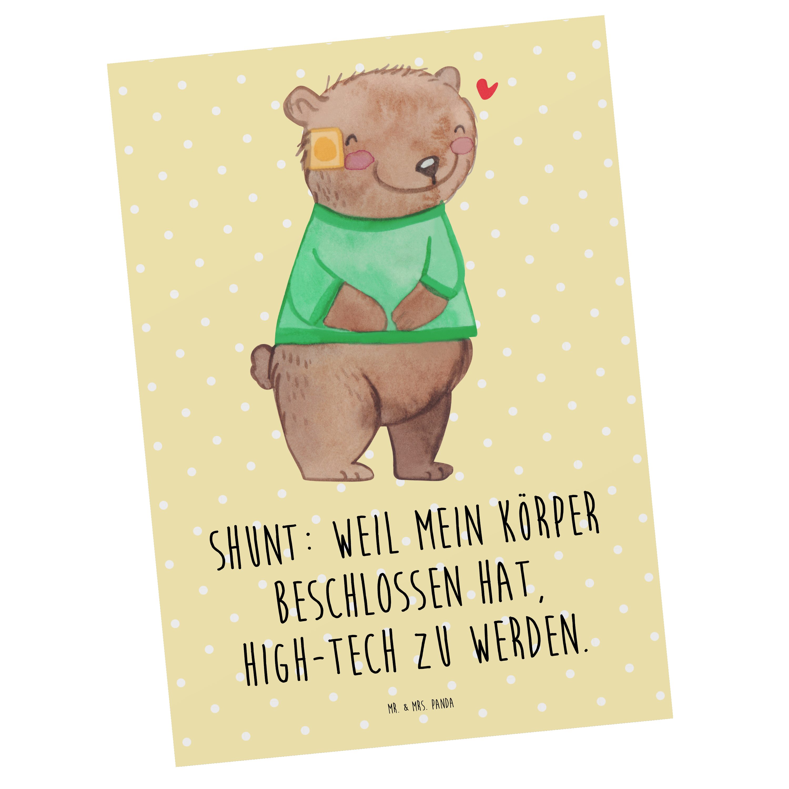 Mr. & Mrs. Panda Postkarte Bär Shunt - Gelb Pastell - Geschenk, Einladung, Karte, Ansichtskarte, Langlebiger Druck