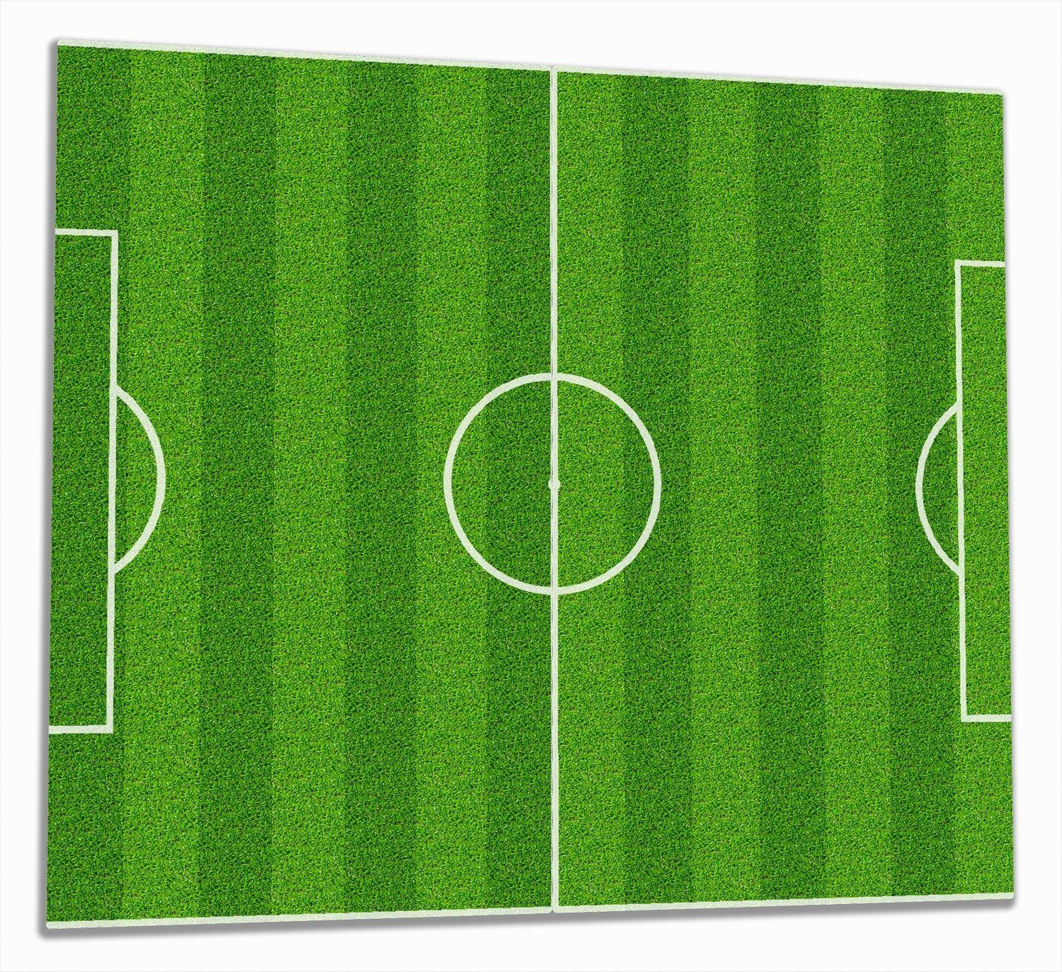 Wallario Herd-Abdeckplatte Fußballfeld, 5mm ESG-Sicherheitsglas, inkl. 2 verschiedene tlg., Größen Noppen), (Glasplatte