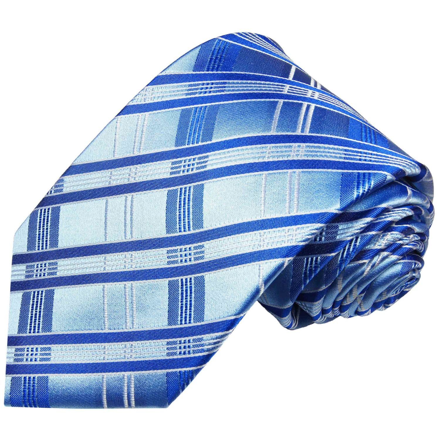 Paul Malone Krawatte Moderne Herren Seidenkrawatte gestreift 100% Seide Schmal (6cm), blau hellblau 2018