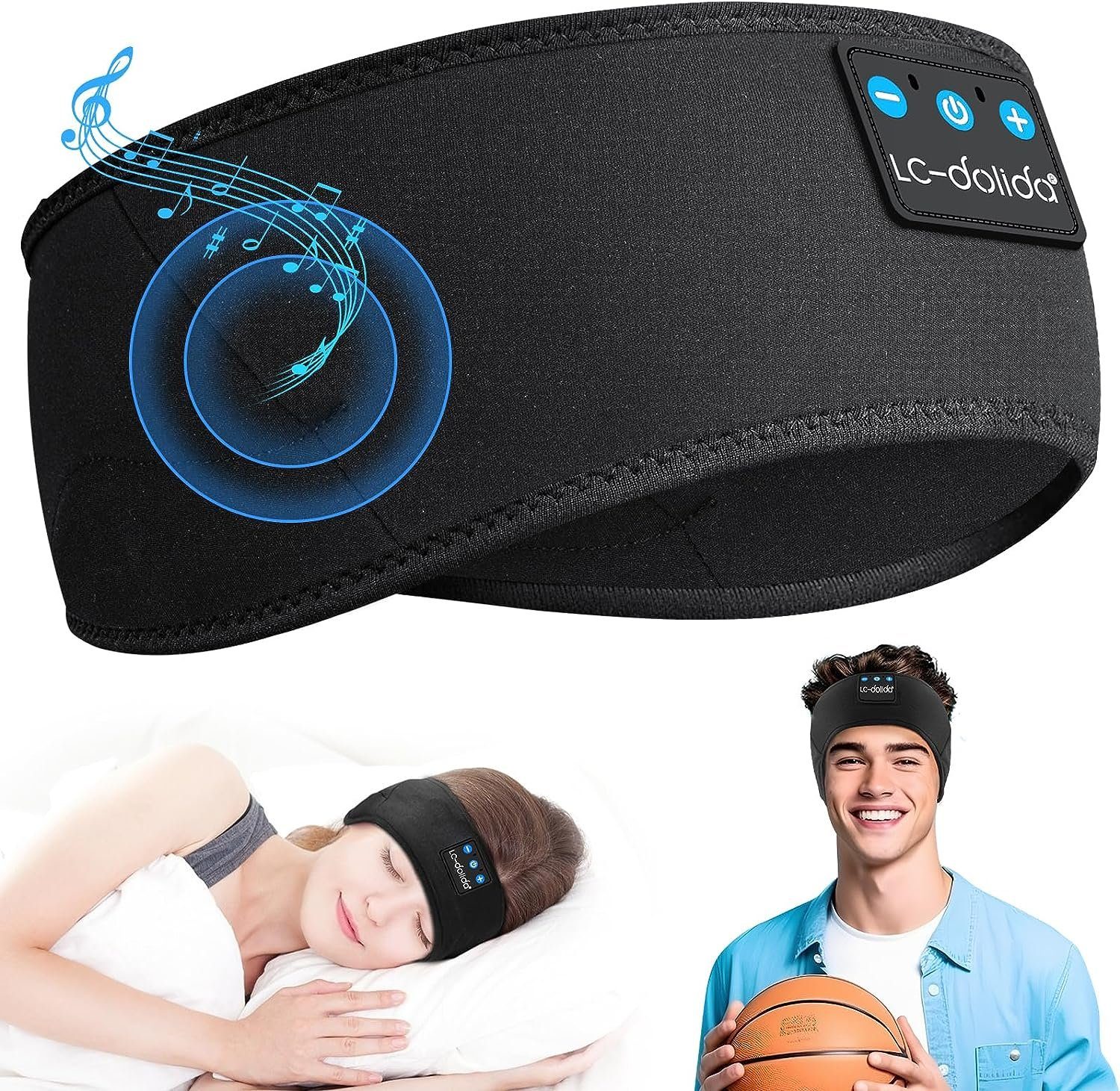 autolock schlafmaske mit kopfhörerA Schlafkopfhörer Bluetooth 5.2, Musik wireless Kopfhörer Schwarz