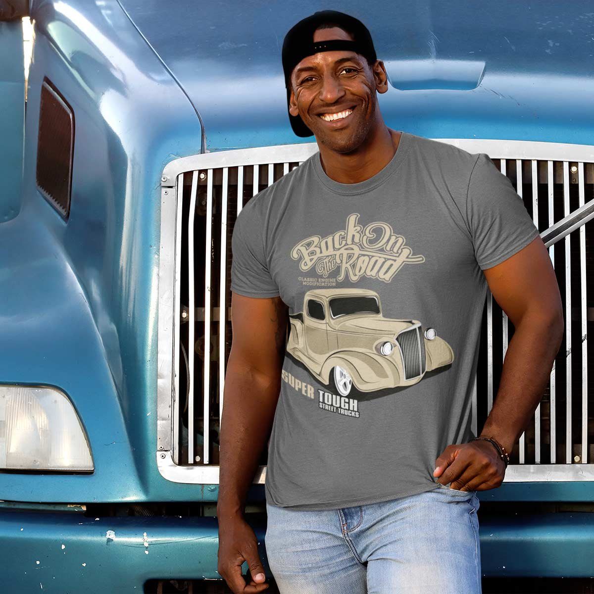 Rebel On Wheels Bomberjacke Herren US-Car Truck mit Schwarz / Motiv Tee Auto Street T-Shirt
