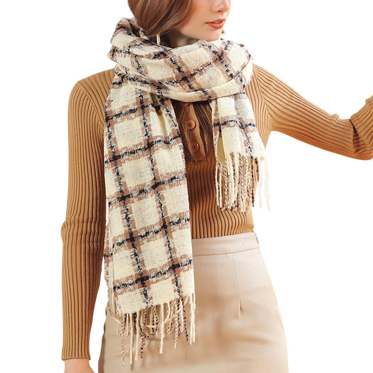 LuxusKollektion Kaschmirschal Schal Kaschmirimitat Damen Kariert Beige, (1-St)