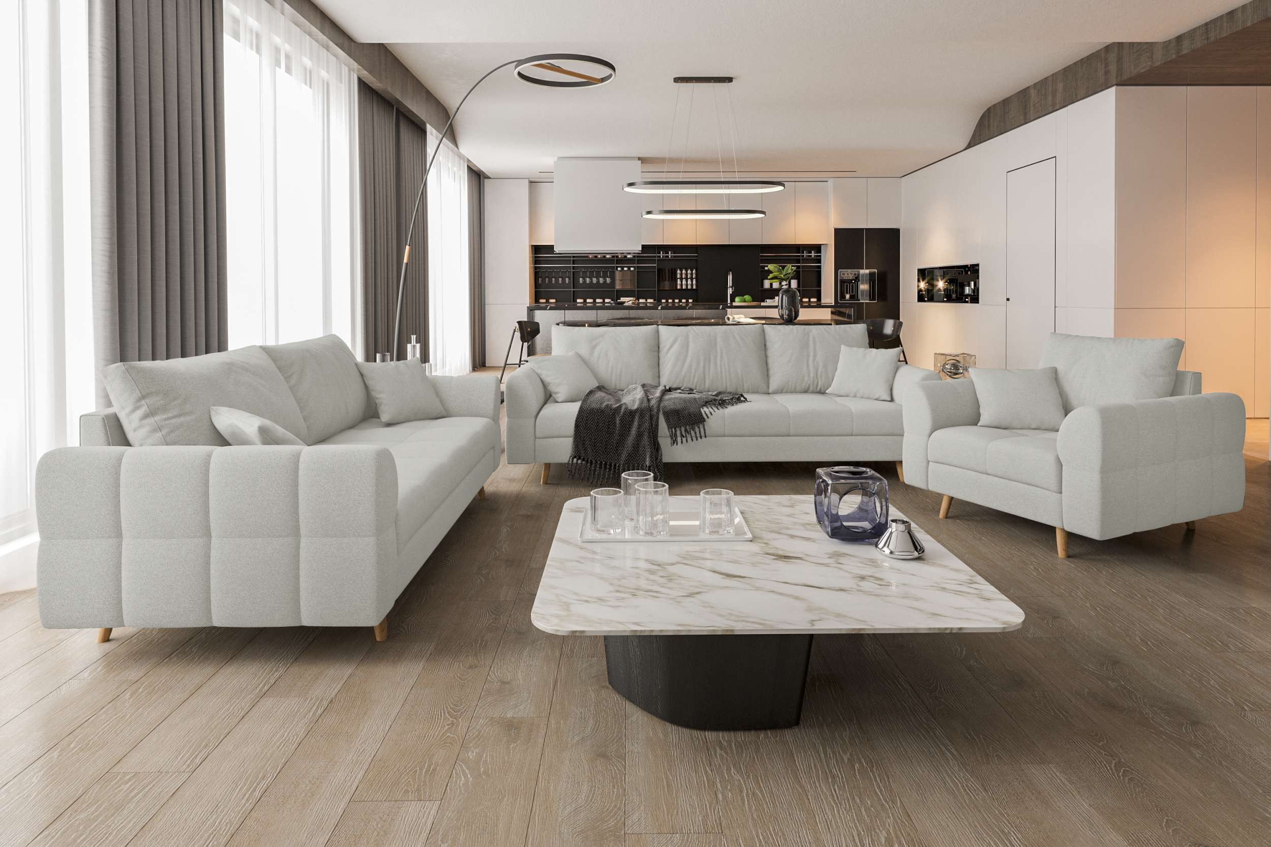 99rooms Polstergarnitur Bello, (Couchgarnitur, Set (3-tlg), günstig online kaufen