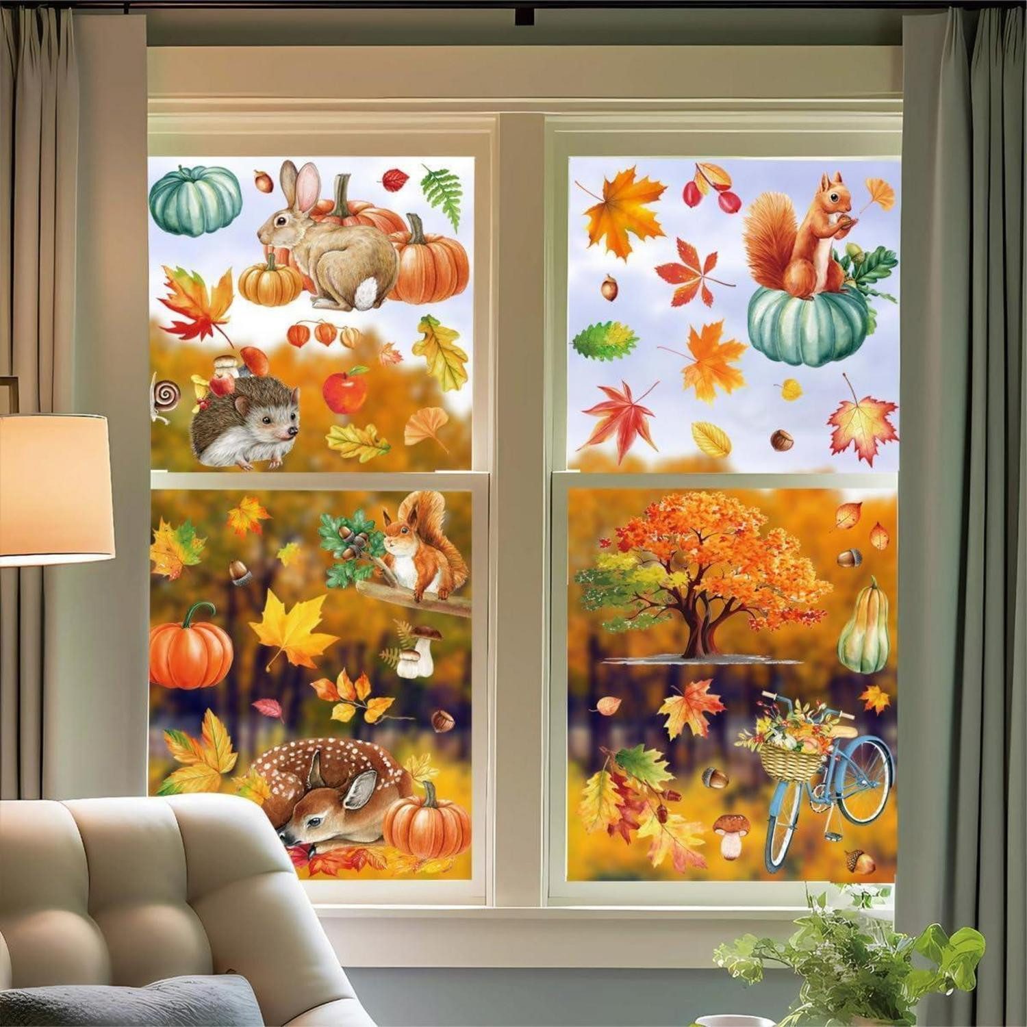 LuxusKollektion Fensterbild 9er Set Herbstdeko Fenster Aufkleber Thanksgiving Selbstklebend – Bild 5 von 5