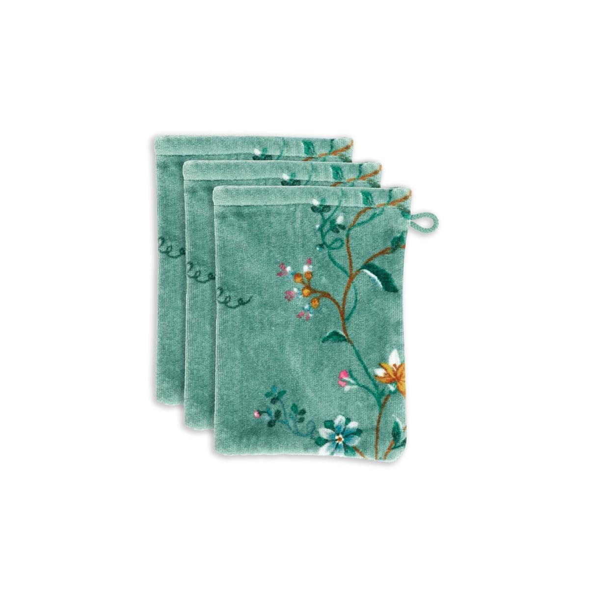 PiP Studio Handtuch Les Fleurs Green 16X22 Set A 3 Grün 100% Cotton, terry velour, 50, Baumwolle (1-St), Handtuch Frottetuch