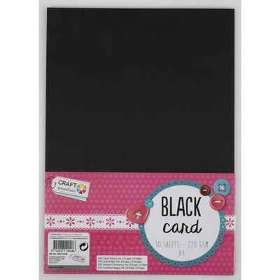 Craft Sensations Briefpapier 10x 10 Blatt A4-Bastelkarton 220g/m² 100 Seiten schwarz dickes Papier