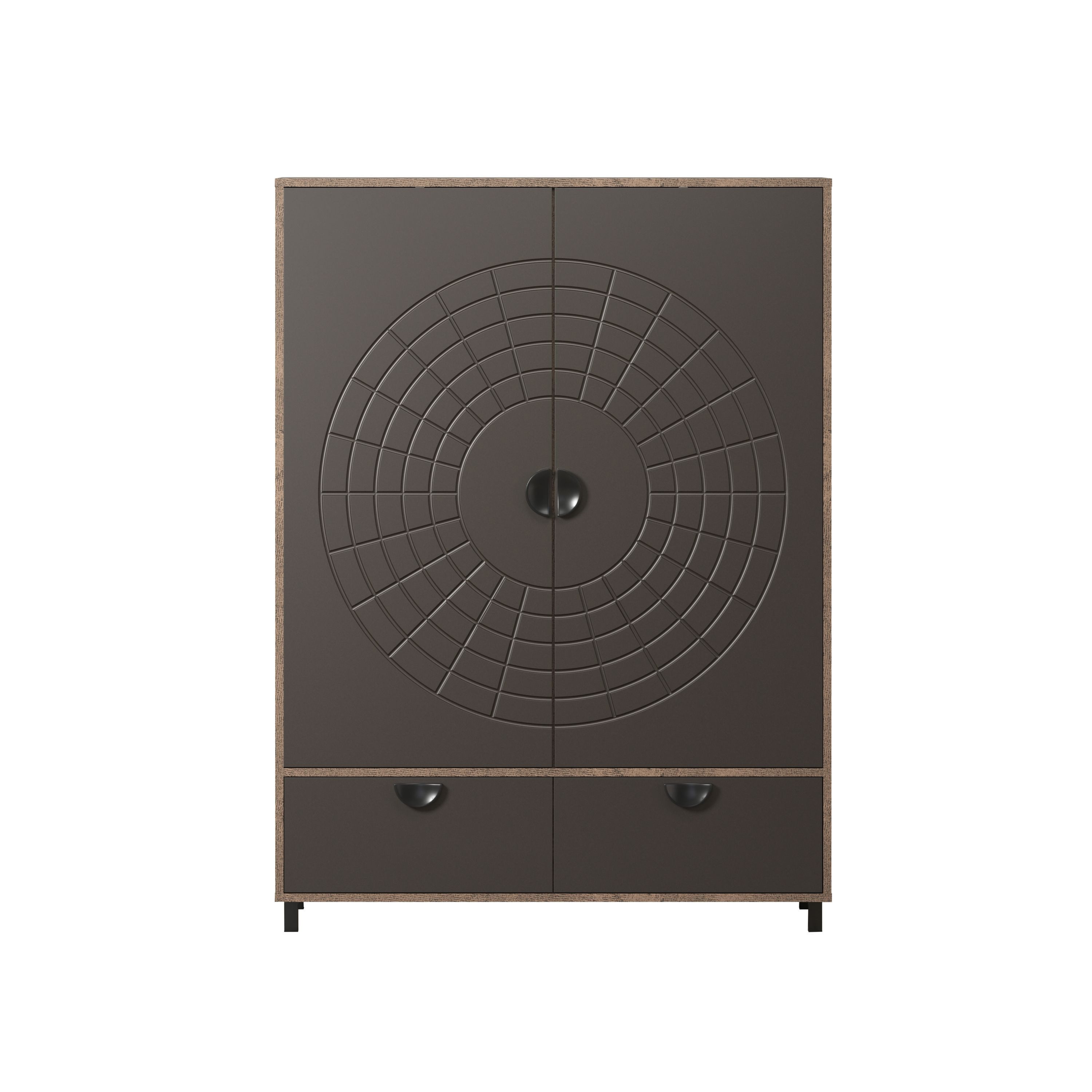 trendteam Highboard, Mit Schubladen in Rostoptik & Perlbronze B/H/T: 120 / 163 / 42 cm