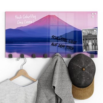 DEQORI Kleiderhaken 'See Motosu und Mt. Fuji', Glas Garderobe Paneel magnetisch beschreibbar