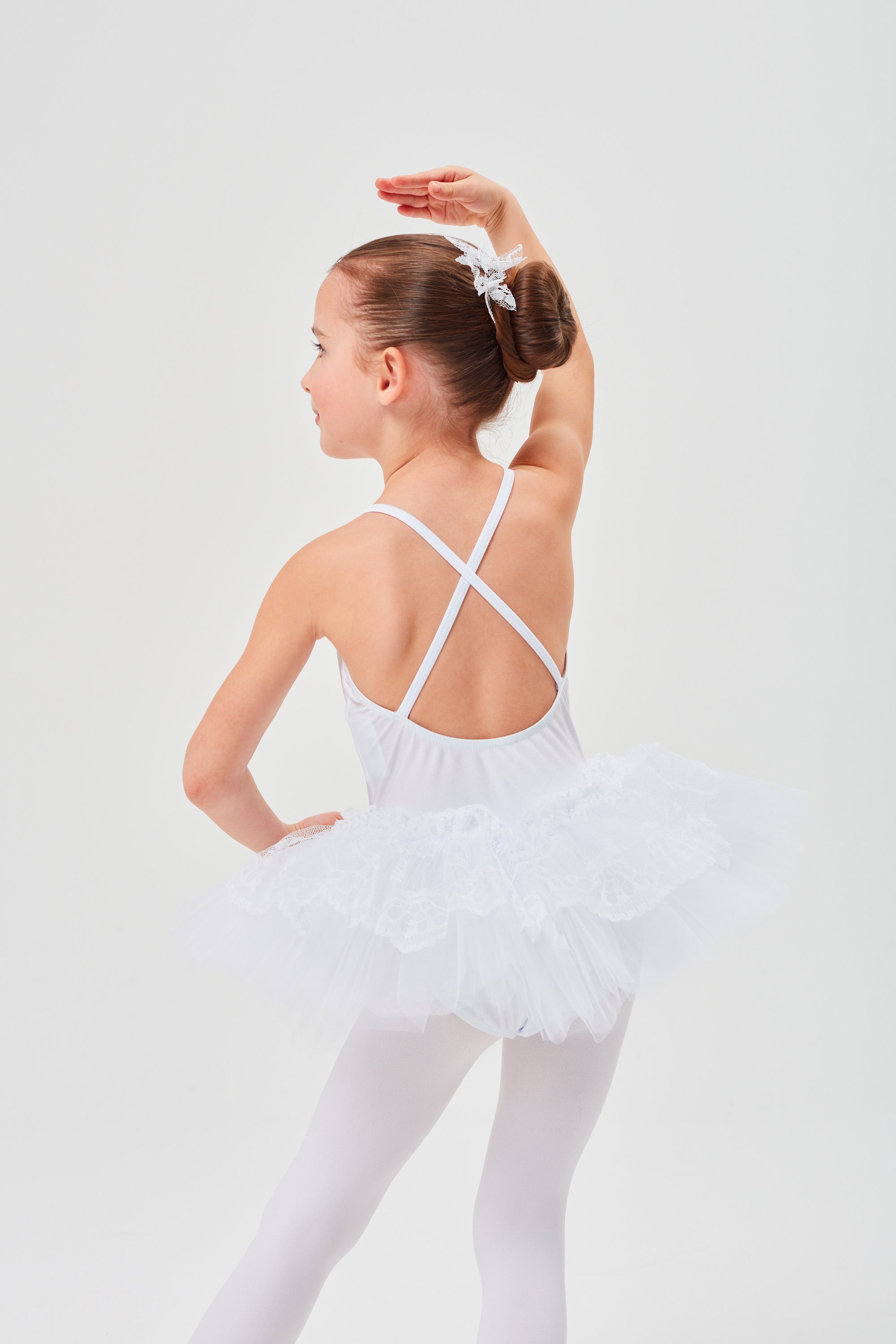 Antonia mit Mädchen mit aus tanzmuster Spitze weiß Ballettkleid Tüllrock für Lycra, Tüllkleid Ballett Spaghettiträgern glänzendem Tutu