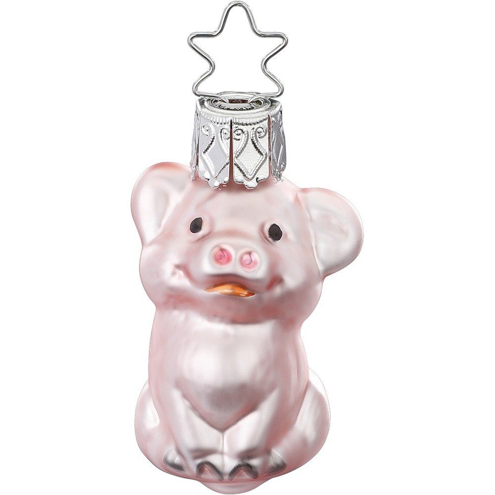 Christbaumschmuck, Rosa Anhänger Schwein INGE-GLAS® Christbaumschmuck 5,5cm Glas