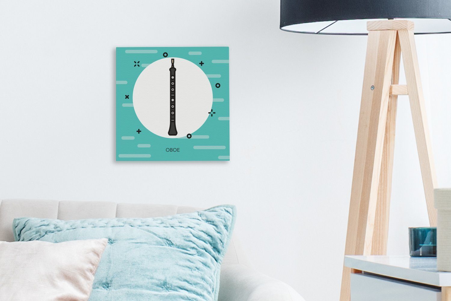 OneMillionCanvasses® Leinwandbild Ein Piktogramm, Oboe Wohnzimmer Bilder eine St), das darstellt, Leinwand für Schlafzimmer (1
