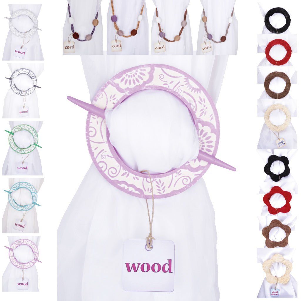Bestlivings Raffhalter Cord & Wood, Gardinen, Vorhänge, Dekoschals, (1-tlg), Gardinenhalter zum zurückhalten von Gardinen, Dekoschals & Vorhänge