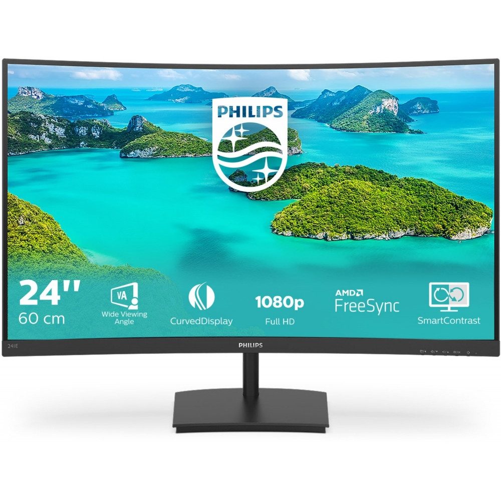 Philips Philips 241E1SC/00 24" TFT-Monitor mit LED-Technik. TFT-Monitor (Full HD px, Full HD, 4 ms Reaktionszeit, TFT mit LED-Technik, Elegantes, geschwungenes Design)