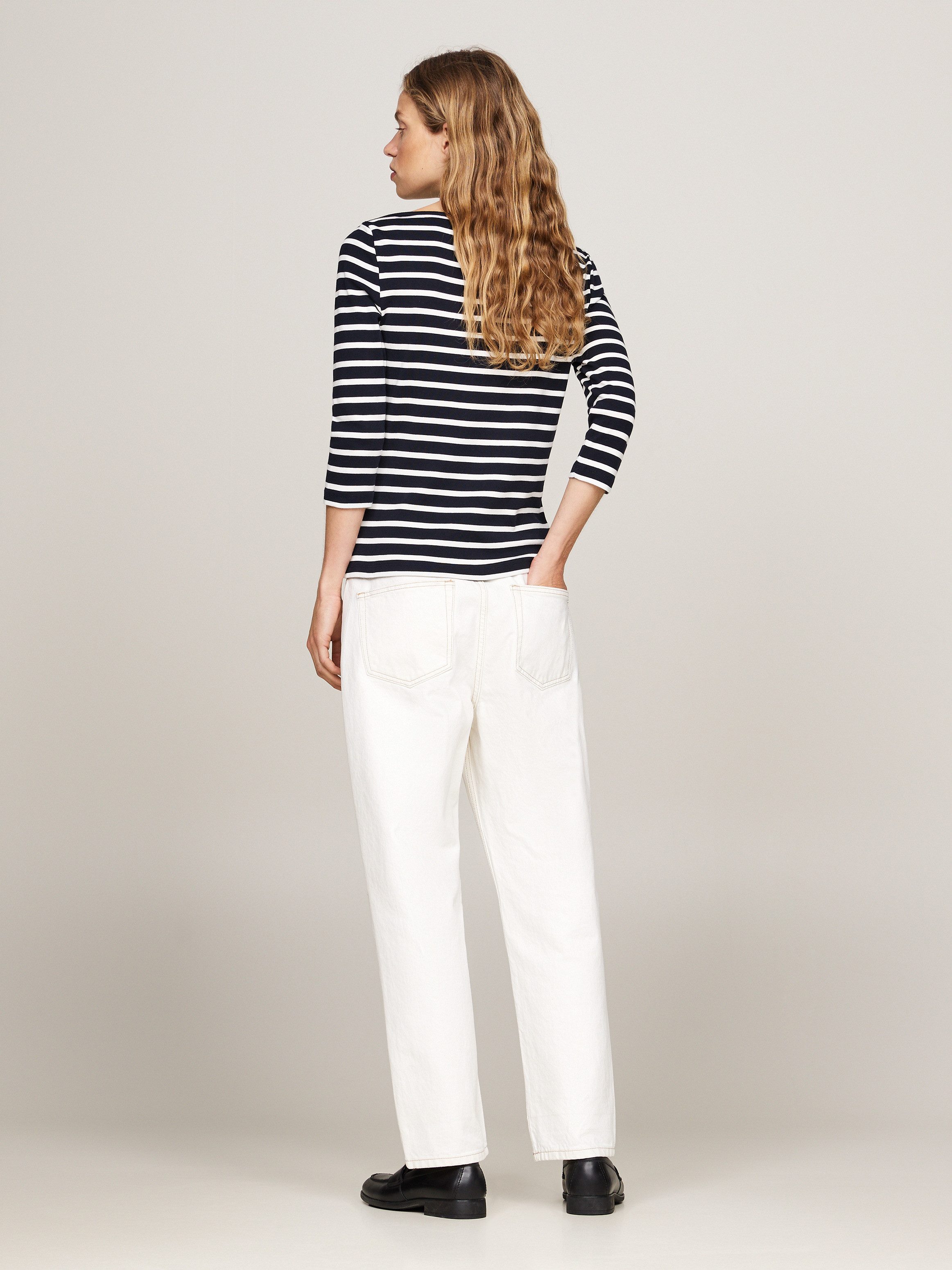 Tommy Hilfiger 3/4-Arm-Shirt NEW CODY BOAT-NECK Baumwolle, U-Boot-Ausschnitt, Slim Fit
