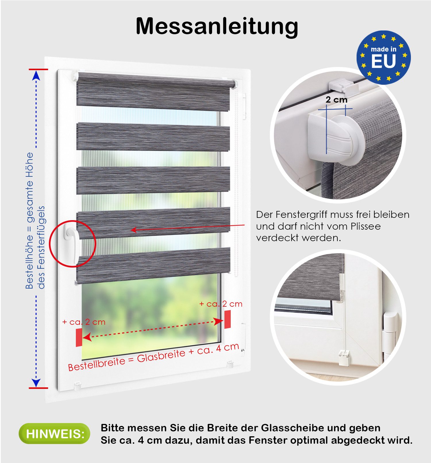 Doppelrollo Duo Rollo Klemmfix ohne Bohren für Fenster Rollos Faltrollo "Natural", DomDeco, Klemm- oder Schraubmontage, Klemmbar, Kettenzug, ohne Bohren, Sicht- – Bild 4 von 5