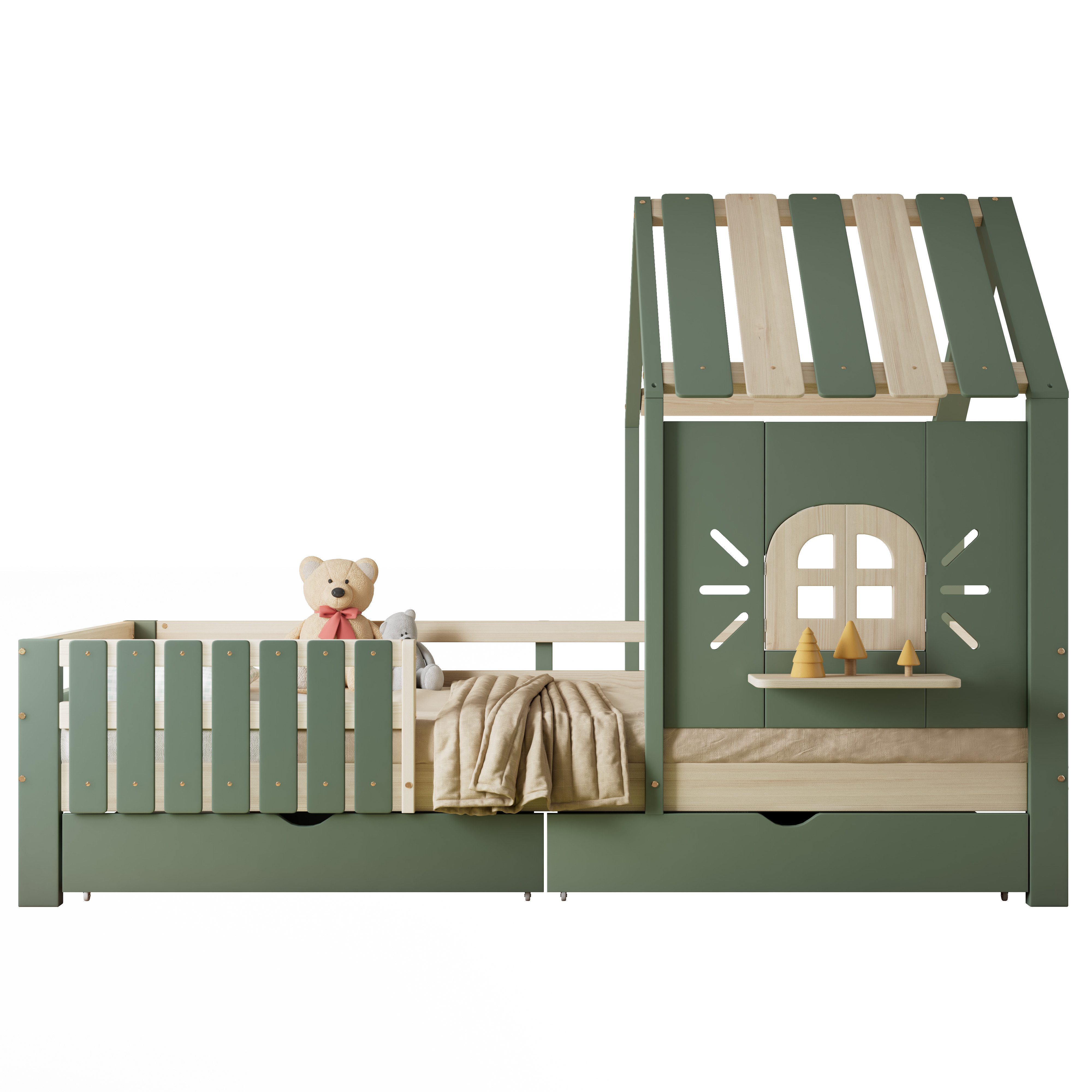 OKWISH Kinderbett Hausbett Jugendbett Holzbett Stauraumbett günstig online kaufen